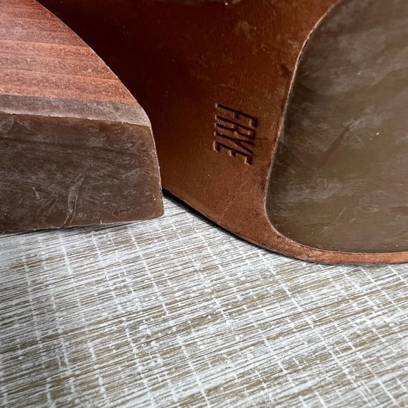 Frye SERENA WOMENS ALMOND TOE LEATHER WEDGE MULES SIZE‎ 8.5 - Picture 8 of 11